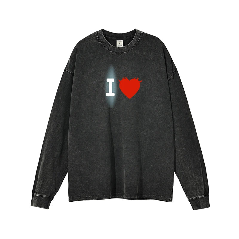 Camiseta vintage de algodón con lavado ácido para mujer