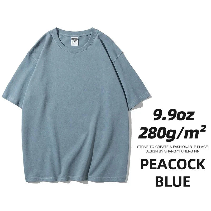 Camisetas unisex extragrandes de algodón sólido y pesado de 9.9 oz