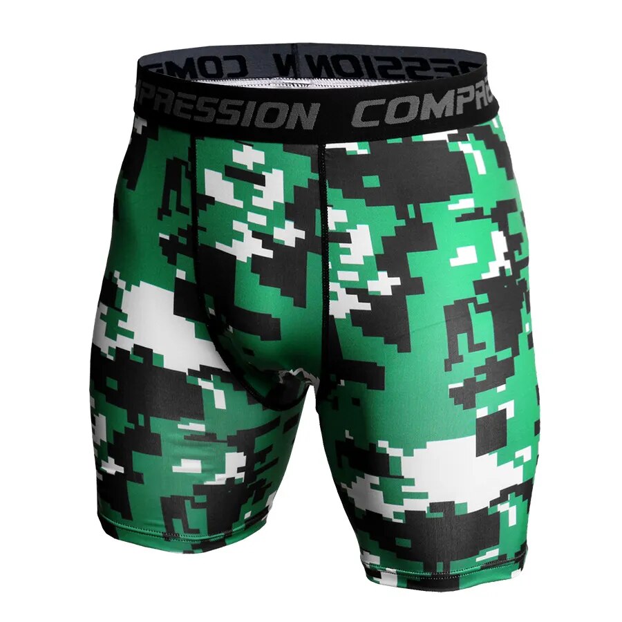 Pantalones cortos de compresión de camuflaje para hombre