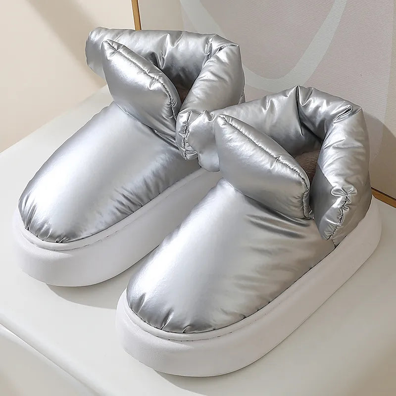 Pantuflas unisex de felpa suave e impermeables para el invierno