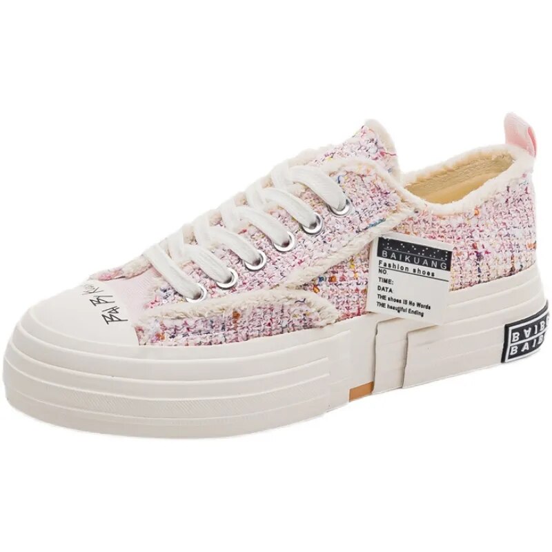 Low Top Canvas Platform Sneakers for Teen Girl's