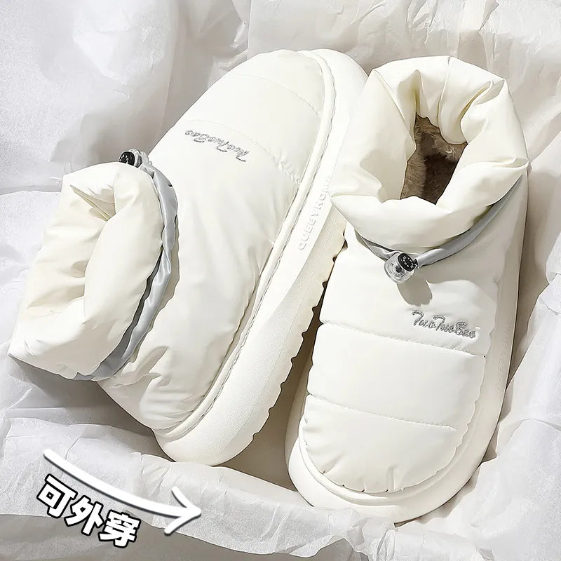 Pantuflas unisex de felpa suave e impermeables para el invierno