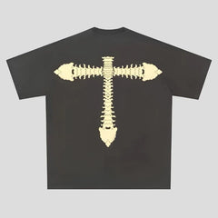 Camiseta extragrande de algodón con estampado de esqueleto