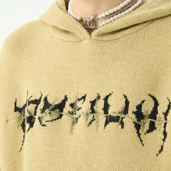 Hoodie Grunge Centipede Bone Knitted American Style Unisex