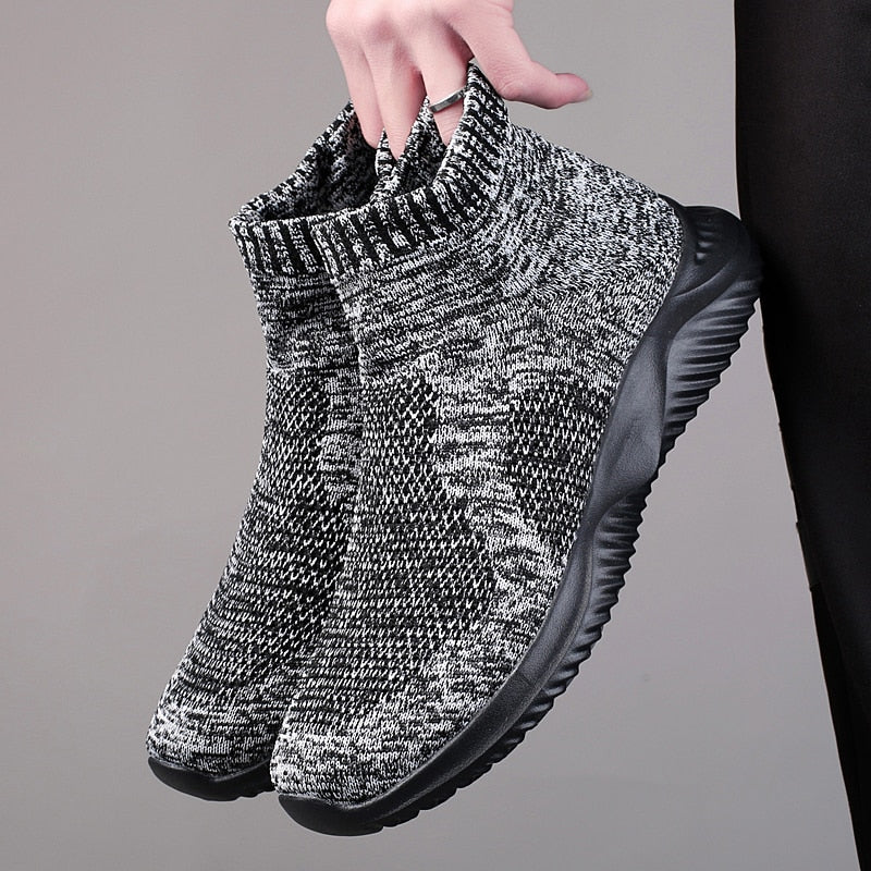 High Top Knit Air Mesh Sneaker Socks for Men