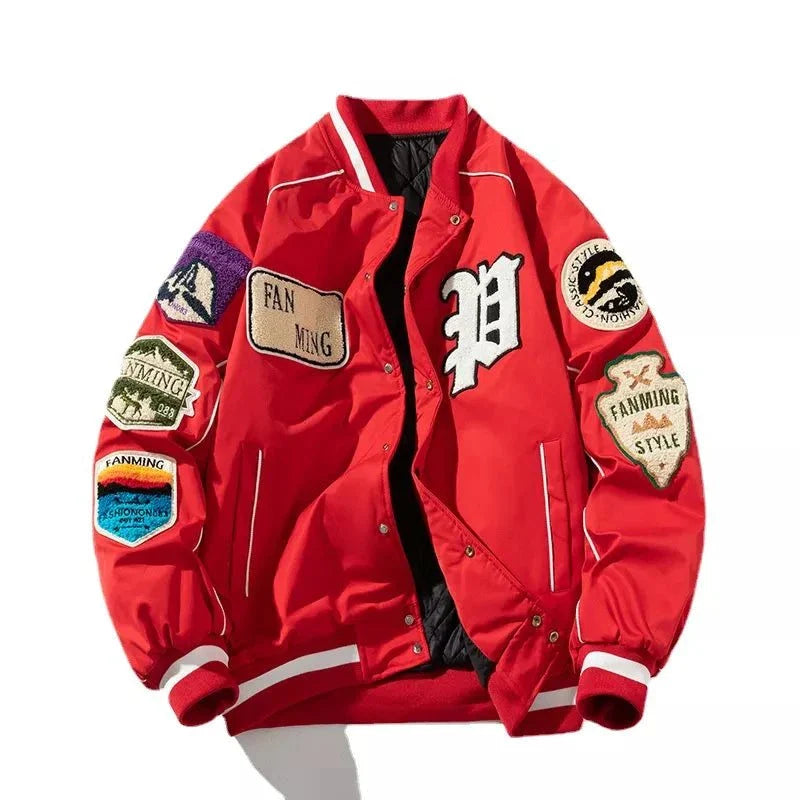 Men's Lightweight Bomber Jacket with Letter Embroidery