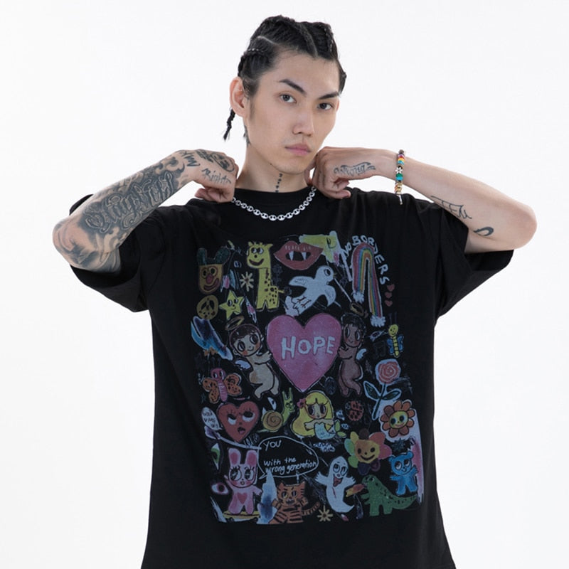 Camisetas unisex de hip hop de gran tamaño