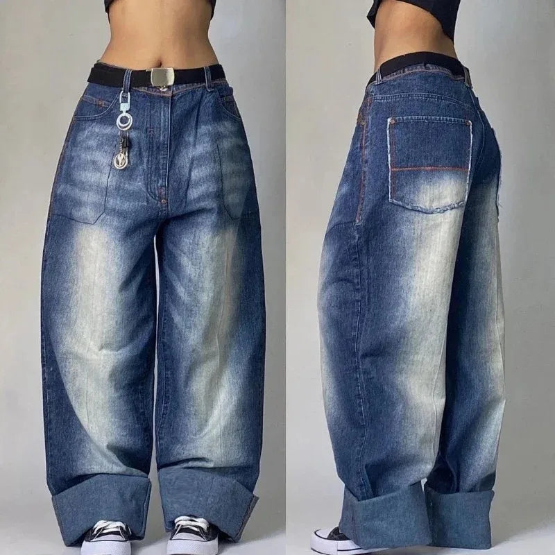 High Waist Baggy Jeans - Mehrere Taschen