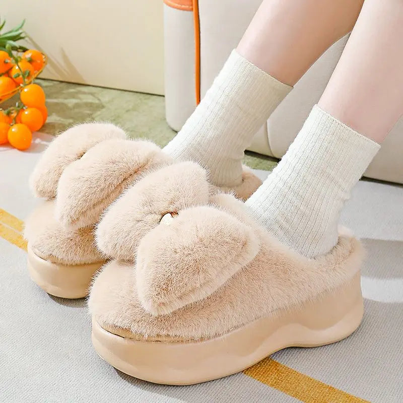 Pantuflas gruesas de felpa antideslizantes para mujer