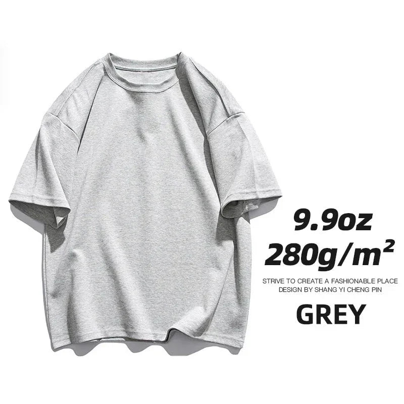 Camisetas unisex extragrandes de algodón sólido y pesado de 9.9 oz