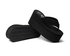 Bequeme Keil-Flip-Flops Schwarz für Frauen Stilvoll und bequem