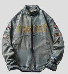 Men's Letter Embroidery, Baseball Varsity Denim Jacket