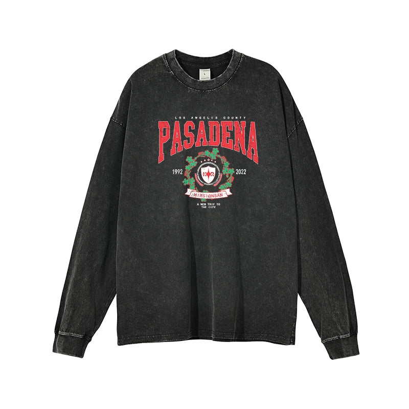 Camiseta vintage de algodón con lavado ácido para mujer
