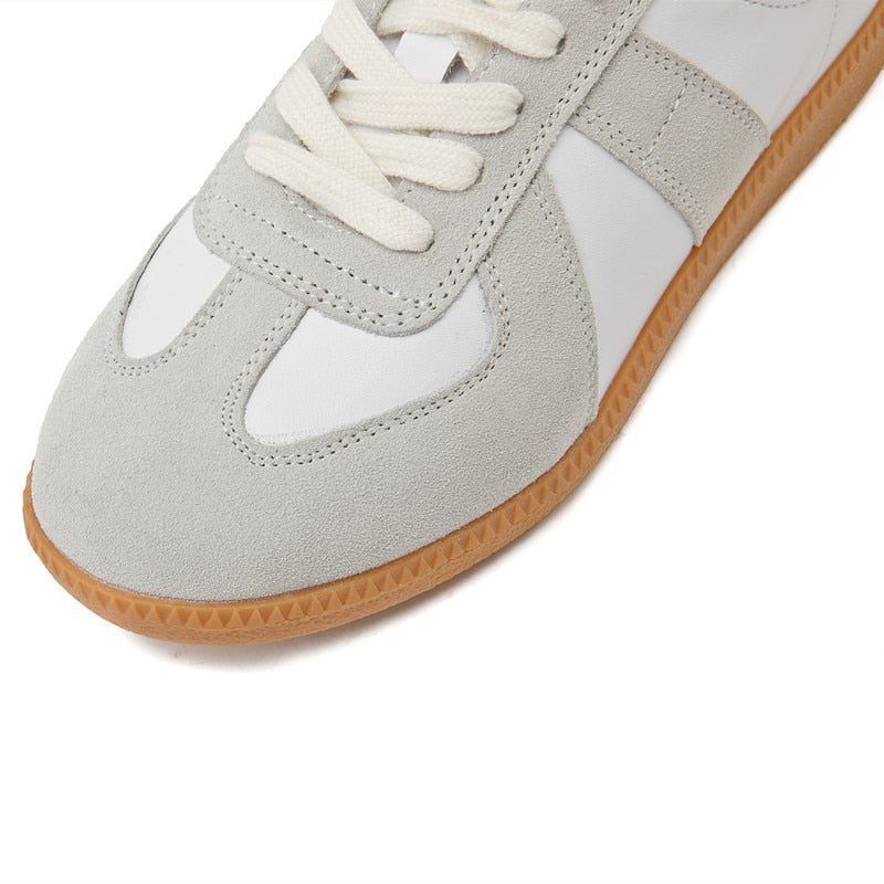 White Split Leather Sneakers Flat for Women