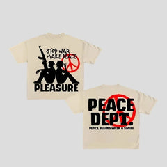 Camiseta fina con estampado gráfico del Departamento de Paz para mujer