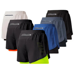 Pantalones cortos de secado rápido de doble capa para hombre