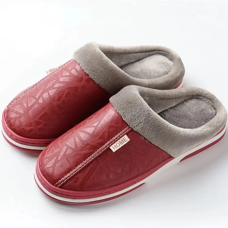 Pantuflas unisex impermeables de piel sintética para interiores