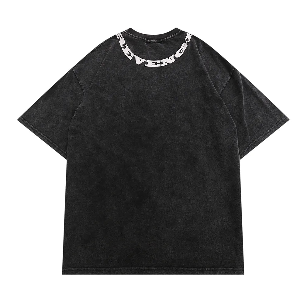 Camiseta negra lavada - Algodón con hombros descubiertos