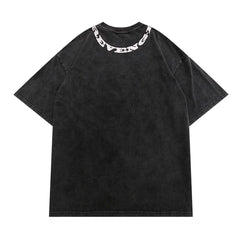 Camiseta negra lavada - Algodón con hombros descubiertos