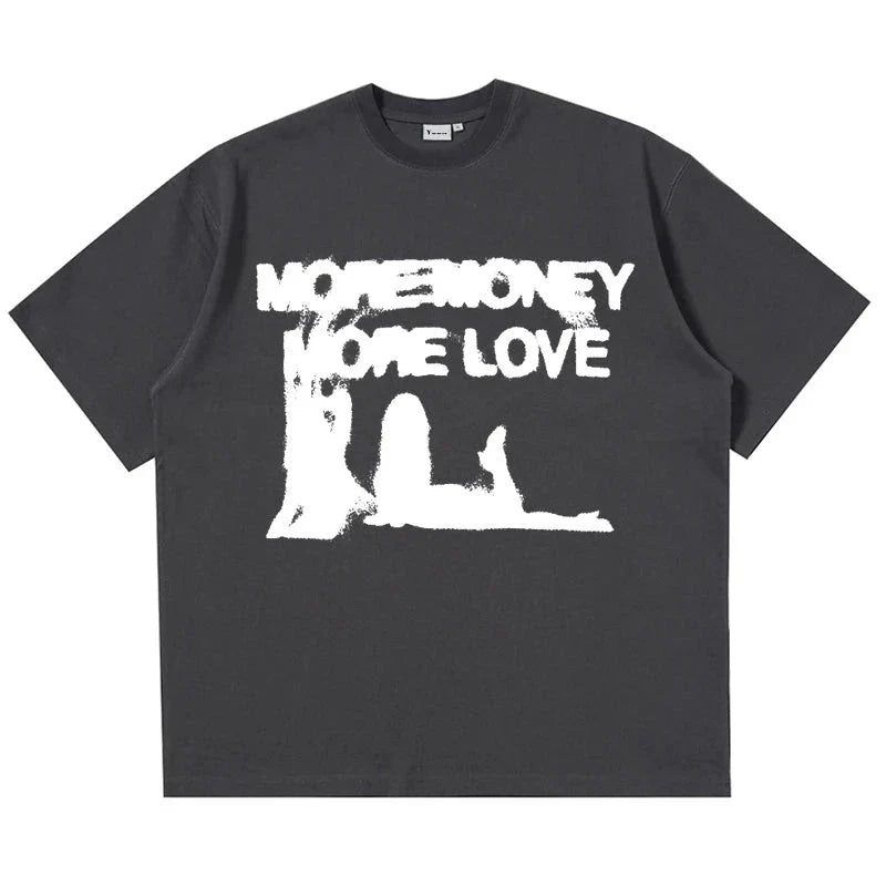 Camiseta gráfica extragrande de algodón "More Money More Love" para hombre
