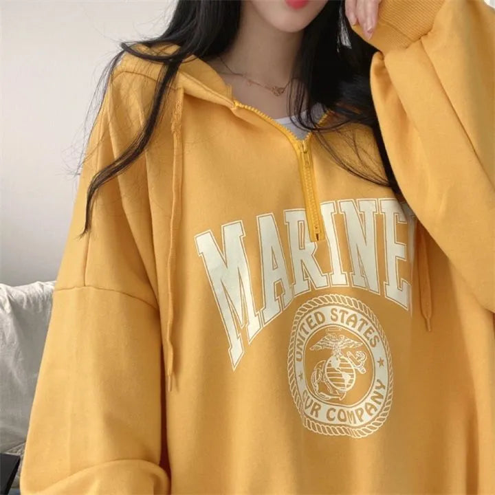 Dünner Pullover Marines Hoodie für Damen