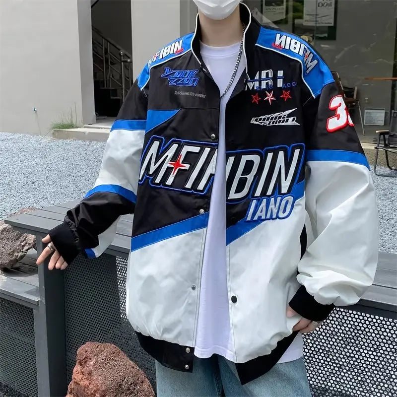 Embroidered Racing Jacket for Men