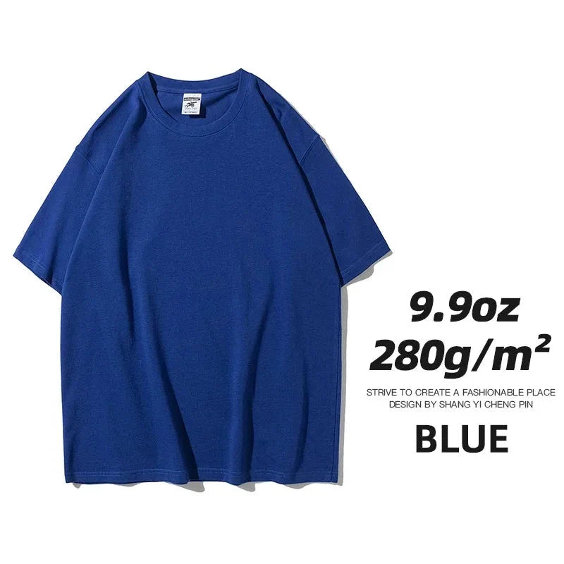 Camisetas unisex extragrandes de algodón sólido y pesado de 9.9 oz