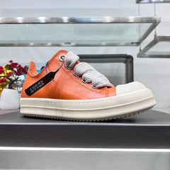 Leather Orange Sneakers Thick Sole Unisex