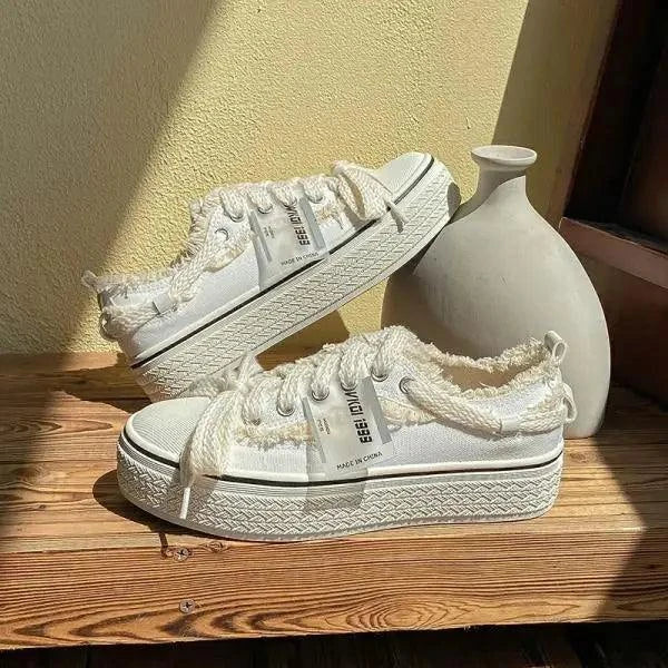 Schuhe für Teenager-Mädchen, Canvas-Plateau-Sneaker