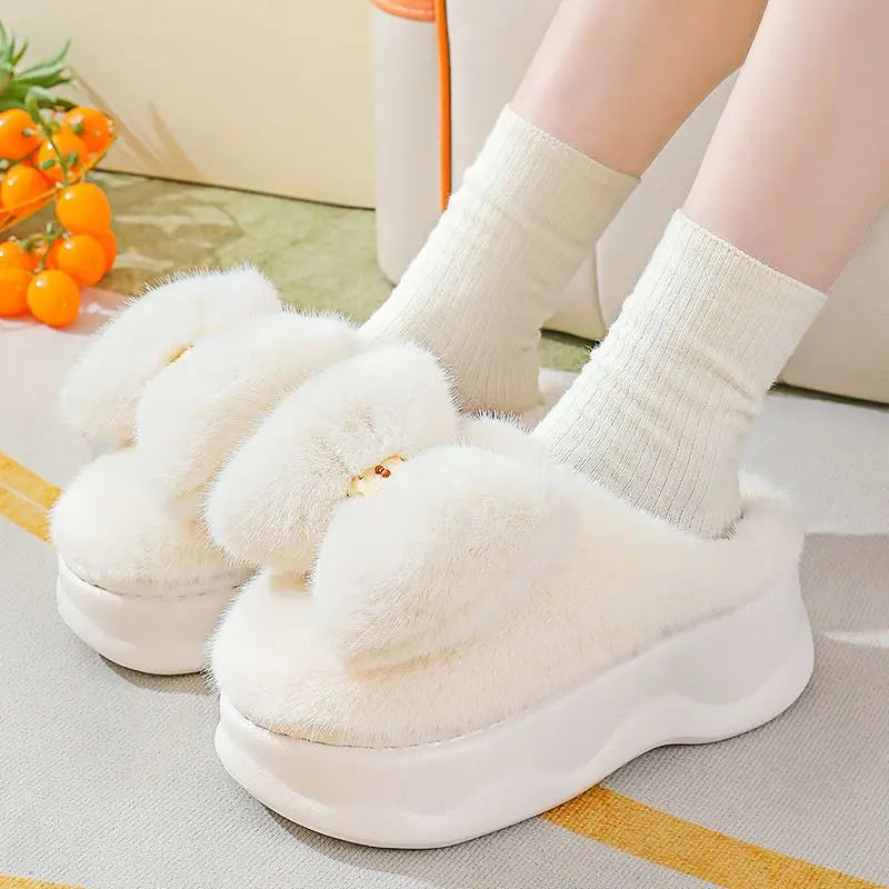 Pantuflas gruesas de felpa antideslizantes para mujer