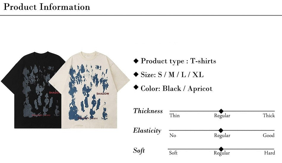 Unisex Short Sleeve Shadow Print T-shirts