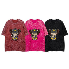 Camiseta de patchwork para hombre con diseño de elefante roto