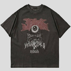 Enigmatic Gaze Men's Oversized Evil Eye Graphic Print T-Shirt