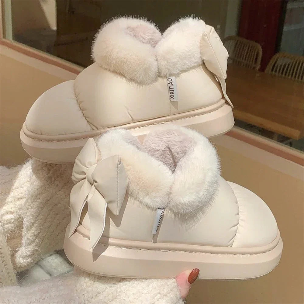 Botines de invierno para mujer con lazo