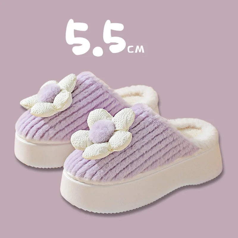 Pantuflas cálidas de plataforma para mujer