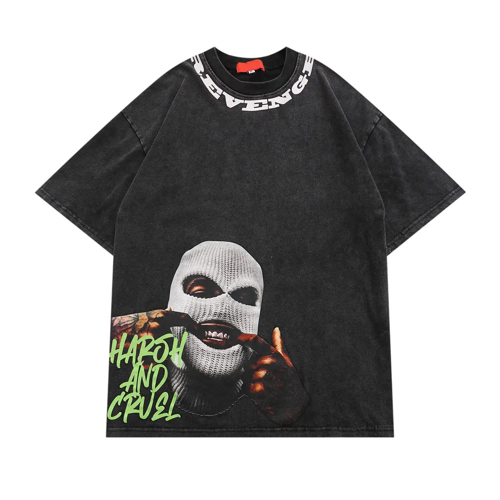 Camiseta negra lavada - Algodón con hombros descubiertos