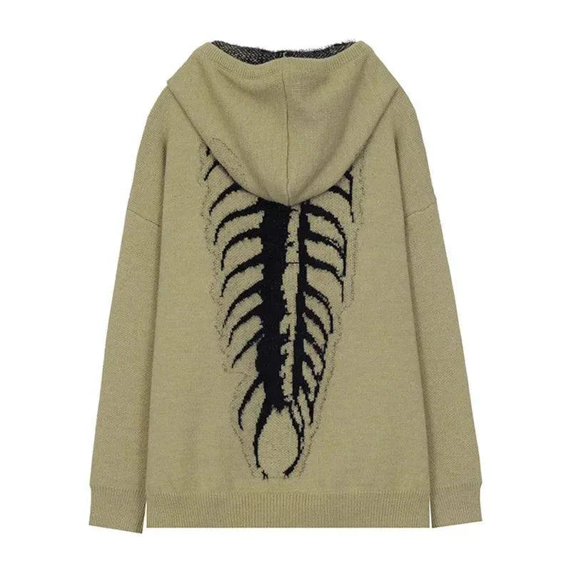 Hoodie Grunge Centipede Bone Knitted American Style Unisex