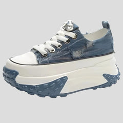 Denim Plateau Sneaker mit Bling - 6cm Höhe Damen