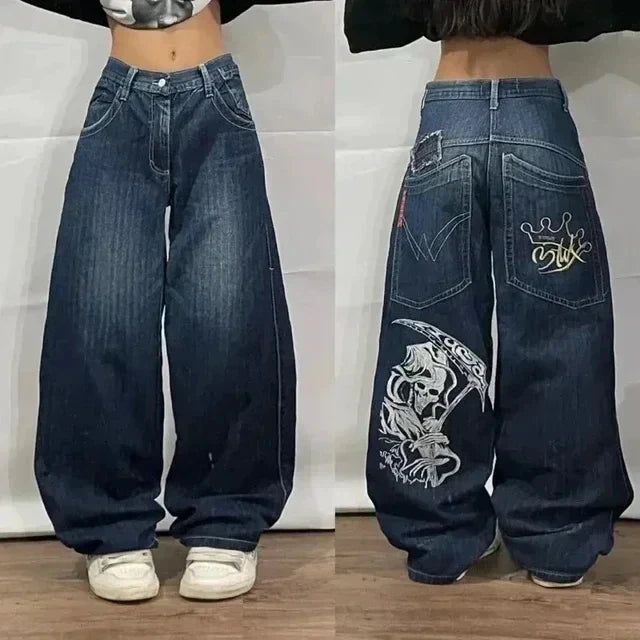 High Waist Baggy Jeans - Mehrere Taschen