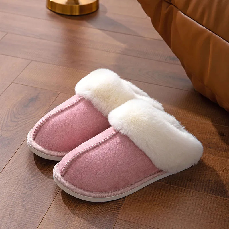 Winter Hausschuhe Damen Wildlederimitat