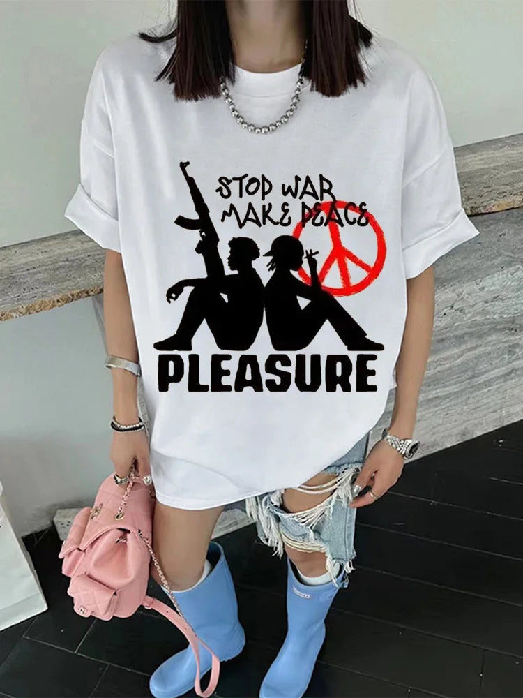 Camiseta extragrande "Detengamos la guerra y hagamos la paz"