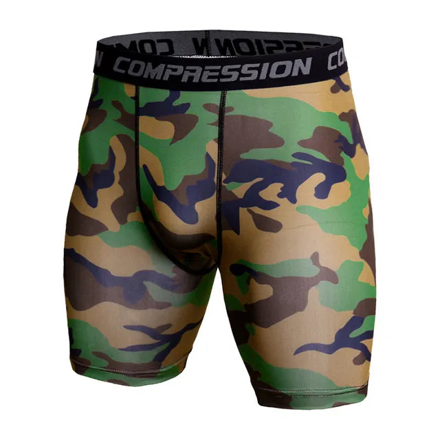 Pantalones cortos de compresión de camuflaje para hombre