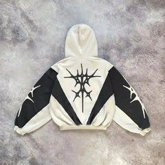 Gothic Geometric Embroidery Splicing Hoodie Y2K Style