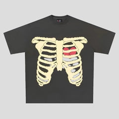 Camiseta extragrande de algodón con estampado de esqueleto