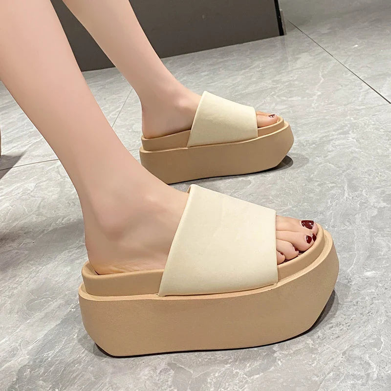 Sandalias de cuña con plataforma de lujo para mujer