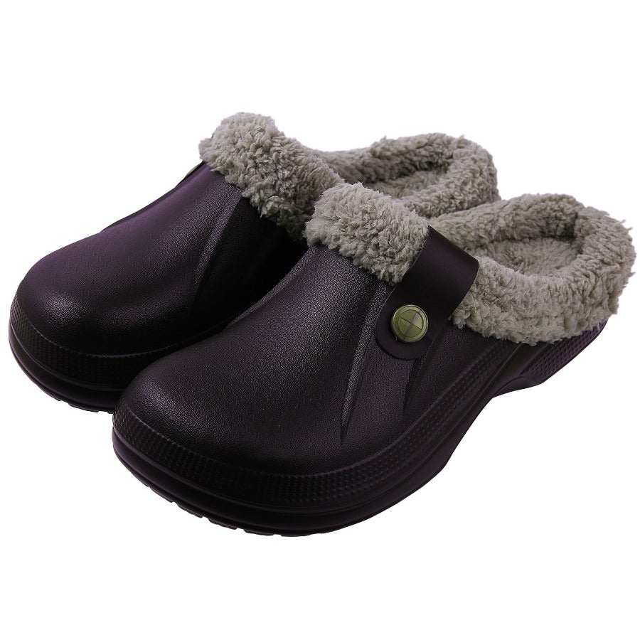 Indoor-Clogs mit flauschigem Fellfutter für Damen