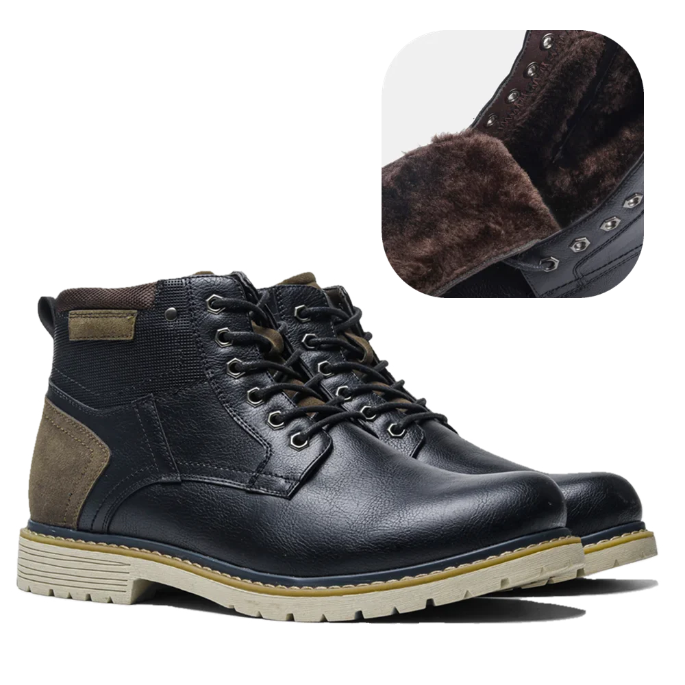 Botines altos de cuero antideslizantes de invierno para hombre