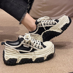 Women's Canvas Platform Sneakers - Designer Breathable Casual Footwear