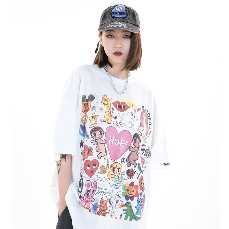 Camisetas unisex de hip hop de gran tamaño