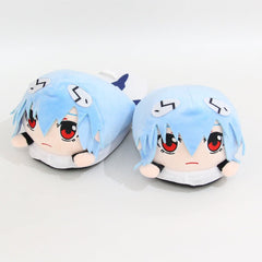 Zapatillas de Rei Ayanami de peluche con dibujos animados para mujer